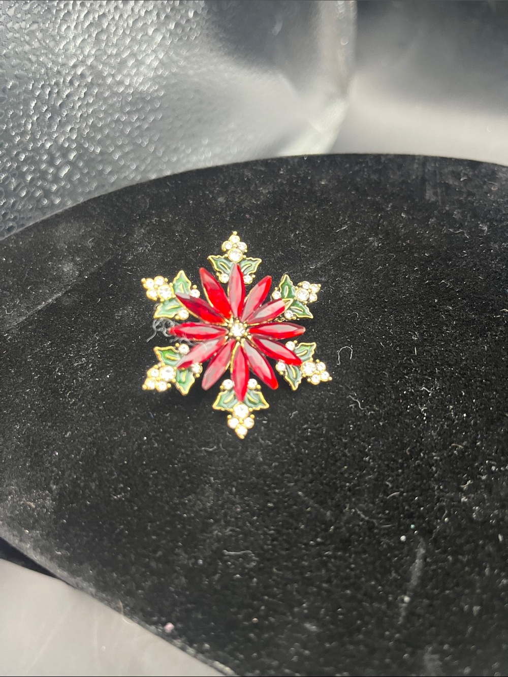 Festive Red Poinsettia Brooch Accessories Enamel Christmas Winter Snowflake Pin
